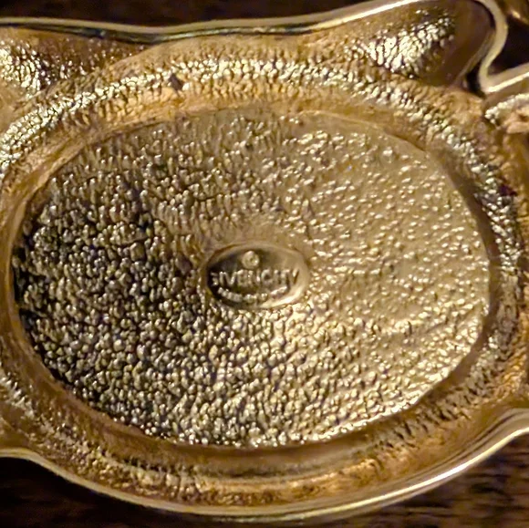 Vintage Givenchy Gold Tone Panther Link Choker Necklace w/ Pearl 18" - Picture 5 of 9